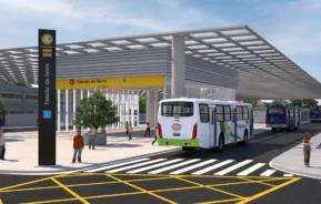 Imagem que ilustra matéria sobre a Estação Taboão da Serra mostra uma simulação e como a obra ficará após sua inauguração, prevista para 2028 (Divulgação | Prefeitura de Taboão da Serra)